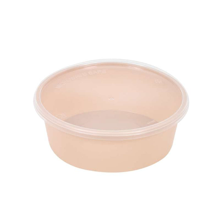 Bol "Reemp" beige en PP avec couvercle transparent Ø120mm H32mm 300ml - 250Pcs
