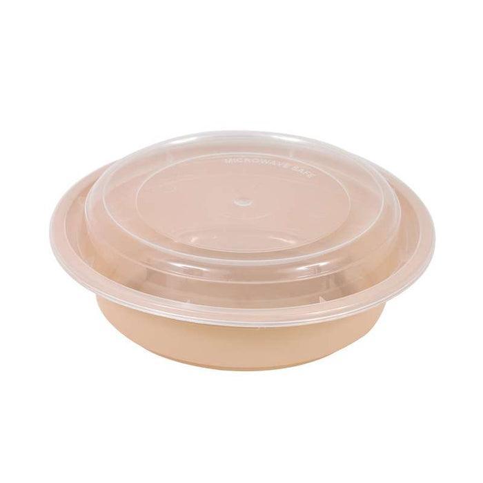 Bol Reemp beige en plastique PP avec couvercle transparent   H66mm 470ml-250Pcs