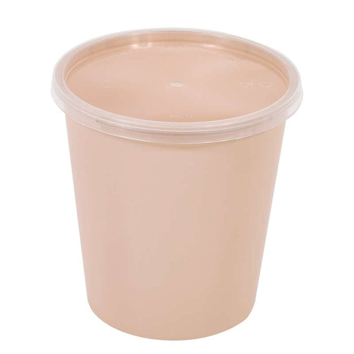 Bol Reemp beige en plastique PP avec couvercle transparent   H125mm 1000ml-150Pcs
