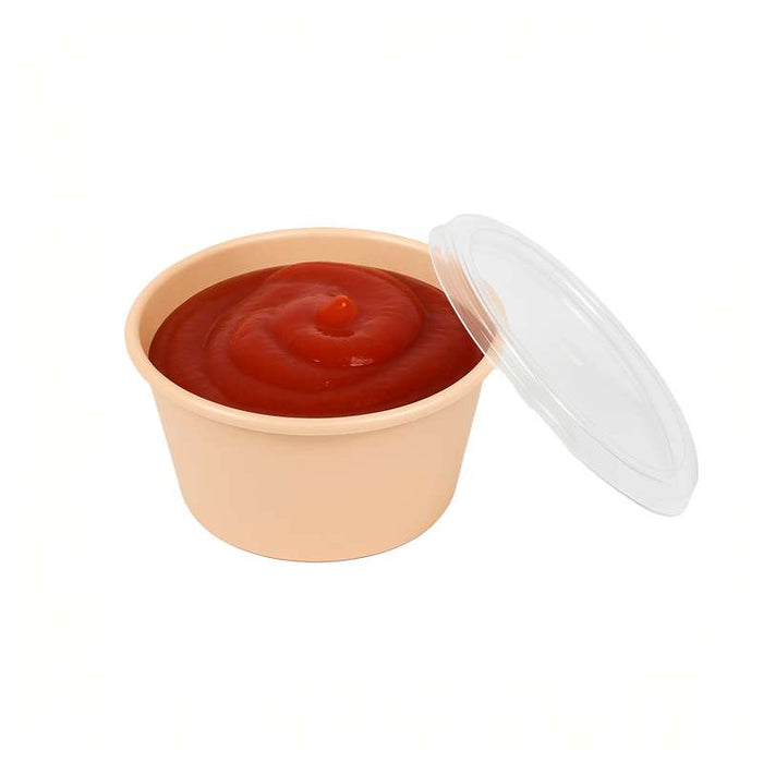 Bol Reemp beige en plastique PP avec couvercle transparent   H30mm 60ml-1000Pcs