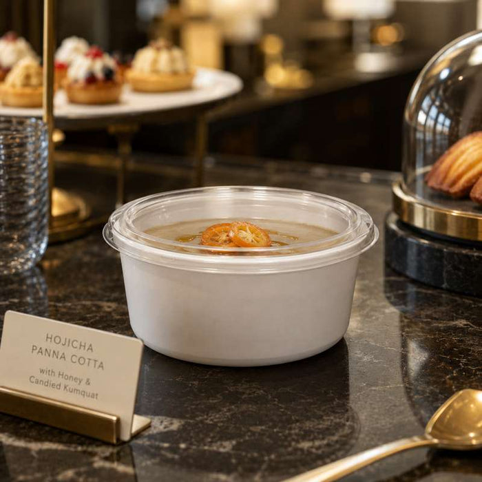 Pot à sauce blanc rond avec couvercle transparent Ø74mm H45mm 120ml - 2500Pcs