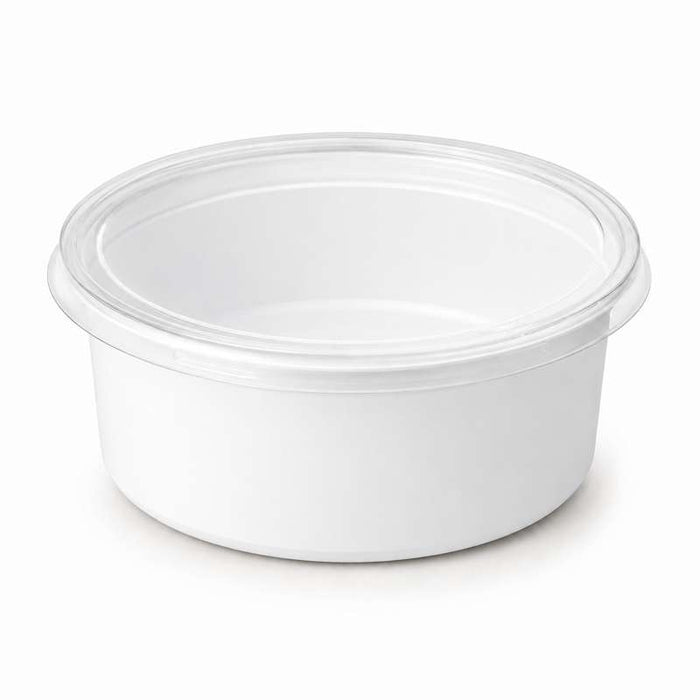 Pot à sauce blanc rond avec couvercle transparent Ø74mm H45mm 120ml - 2500Pcs