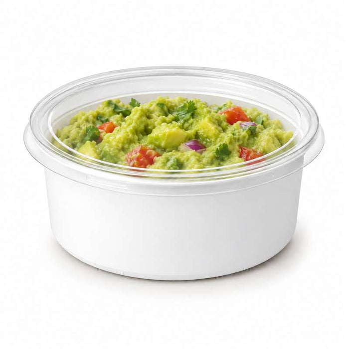 Pot à sauce blanc rond avec couvercle transparent Ø74mm H45mm 120ml - 2500Pcs