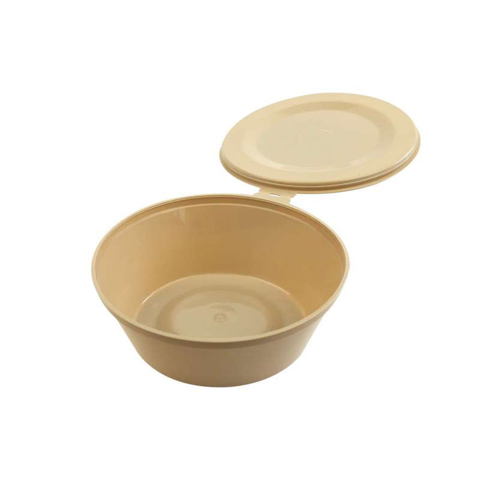 Bol Reemp beige en plastique PP avec couvercle attaché  H36mm 180ml-1000Pcs