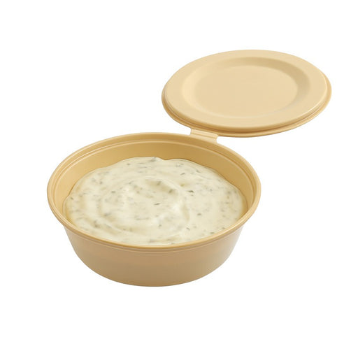 Bol Reemp beige en plastique PP avec couvercle attaché  H36mm 180ml-1000Pcs