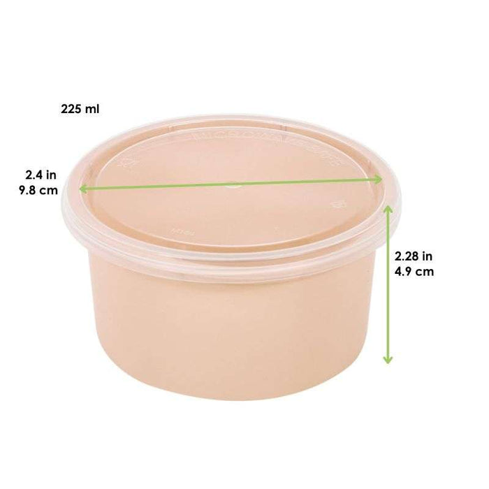 Bol Reemp beige en plastique PP avec couvercle transparent   H49mm 225ml-250Pcs