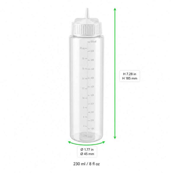 Squeezer souple transparent 1 embout Ø45mm H185mm 230ml - 6Pcs