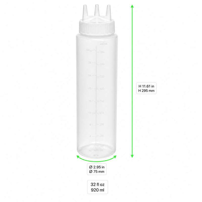 Squeezer souple transparent 3 embouts H295mm 920ml - 6Pcs