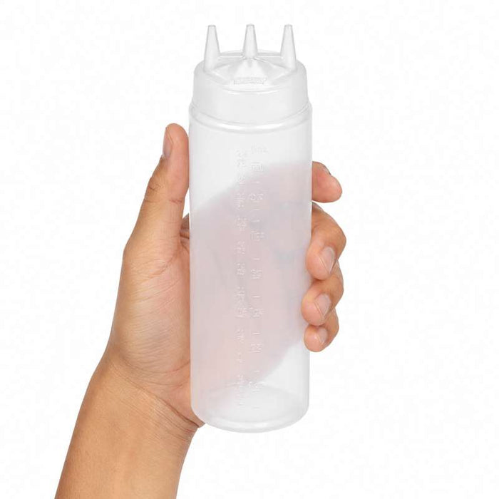 Flacon souple transparent 3 embouts H195mm 350ml - 6Pcs
