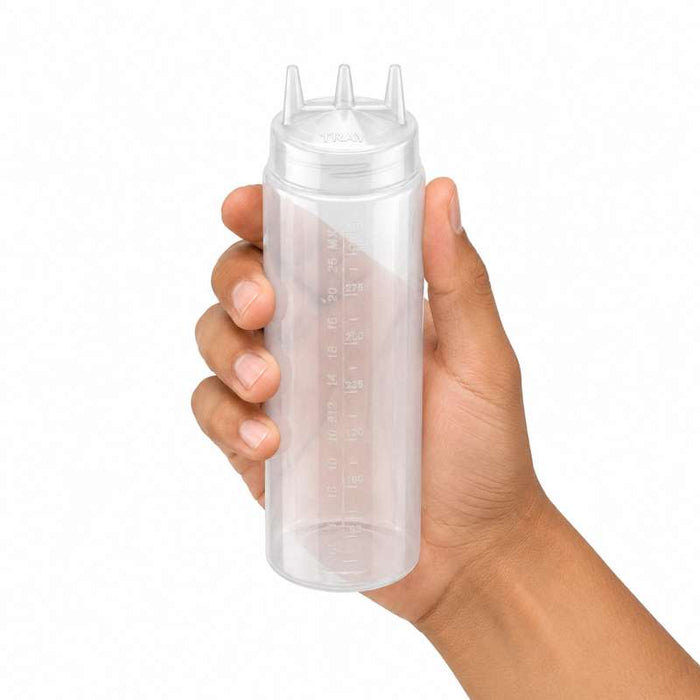 Flacon souple transparent 3 embouts H195mm 420ml - 6Pcs