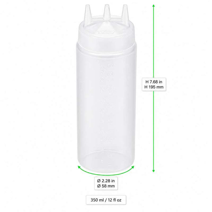 Flacon souple transparent 3 embouts H195mm 420ml - 6Pcs