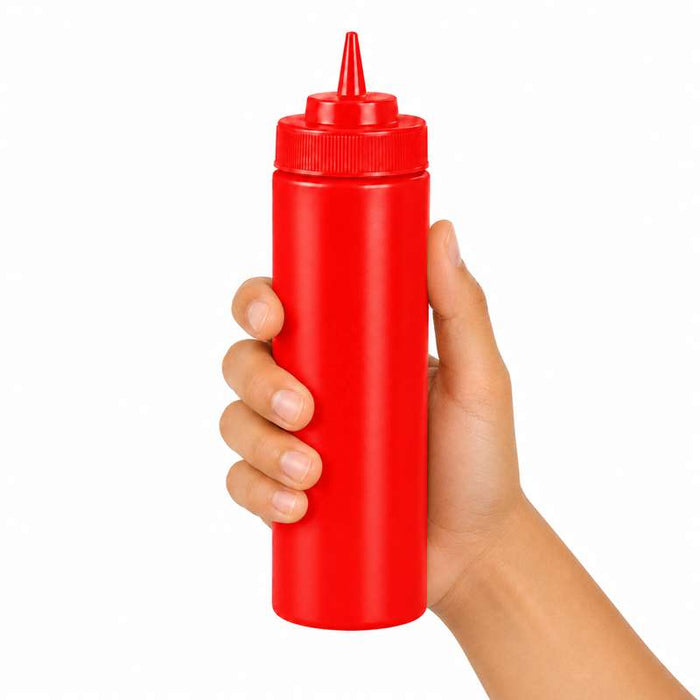 Flacon verseur souple rouge 1 embout H195mm 350ml - 6Pcs