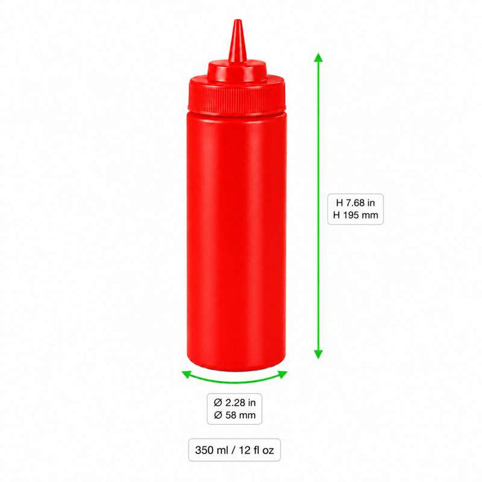 Flacon verseur souple rouge 1 embout H195mm 350ml - 6Pcs