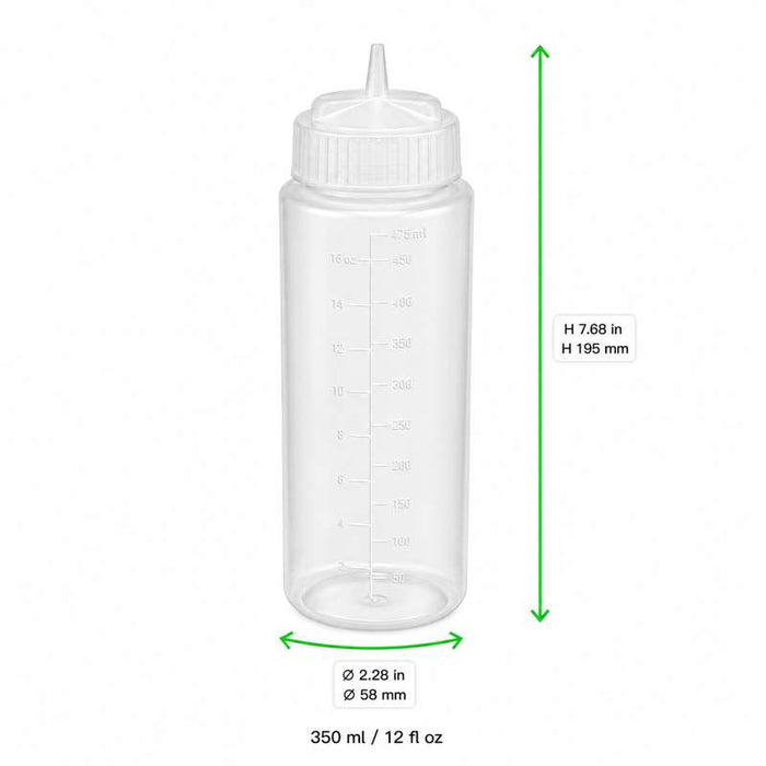 Flacon souple transparent 1 embout H195mm 350ml - 6Pcs