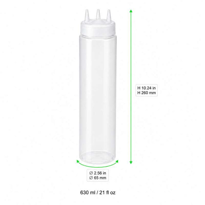 Squeezer souple transparent 3 embouts H260mm 630ml - 6Pcs