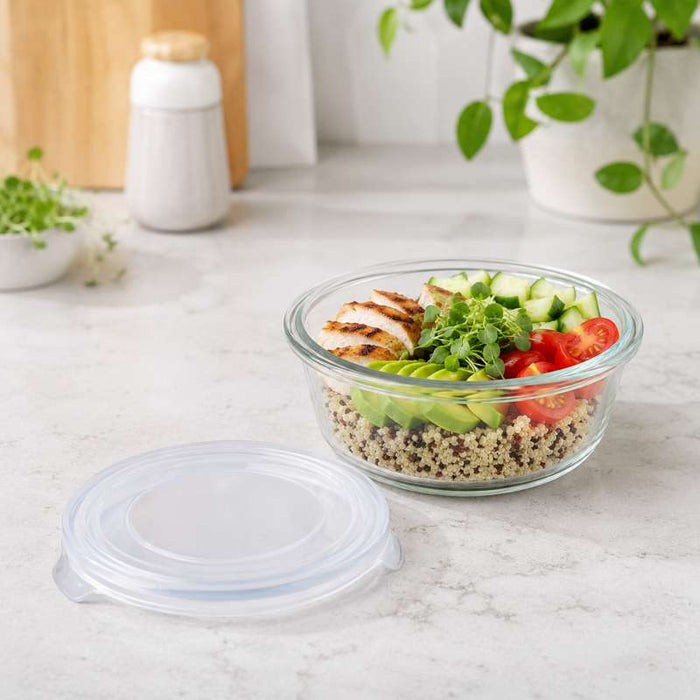 Combo Bol CookShow en verre compartimenté+Couv PP    H60mm 390ml-36Pcs