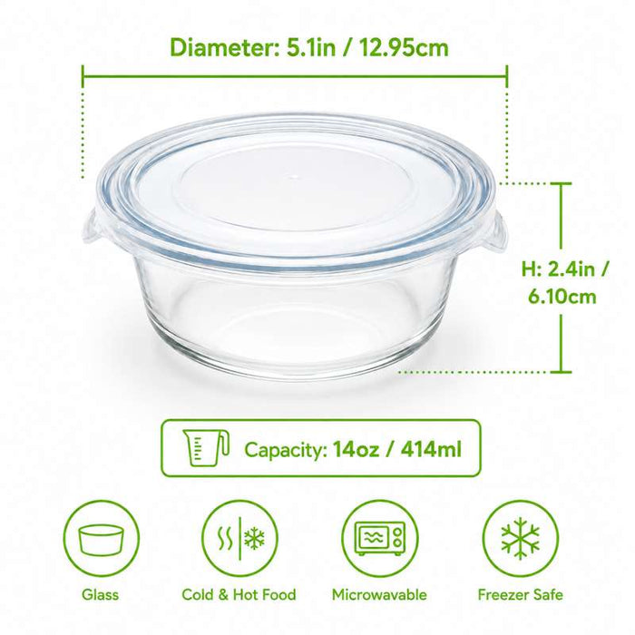 Combo Bol CookShow en verre compartimenté+Couv PP    H60mm 390ml-36Pcs