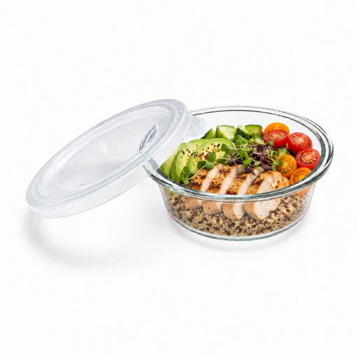 Combo Bol CookShow en verre compartimenté+Couv PP    H60mm 390ml-36Pcs
