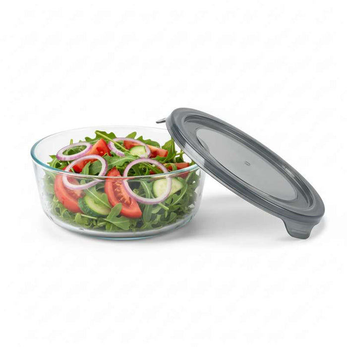 Combo Bol CookShow en verre compartimenté+Couv PP    H67mm 640ml-24Pcs