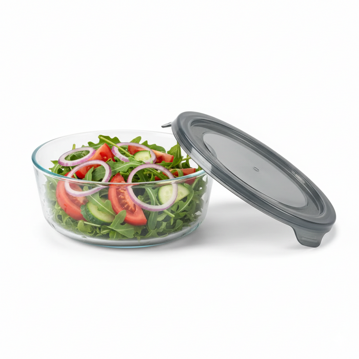 Combo Bol CookShow en verre compartimenté+Couv PP    H67mm 640ml-24Pcs