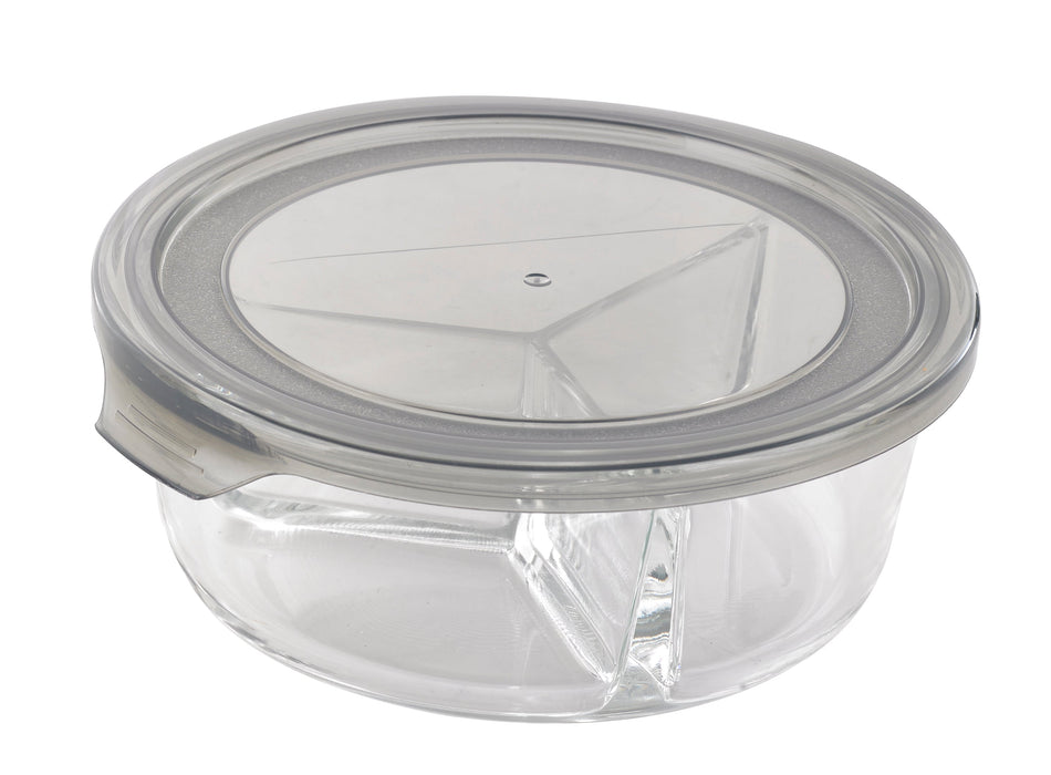 Combo Bol CookShow en verre compartimenté+Couv PP    H66mm 930ml-18Pcs