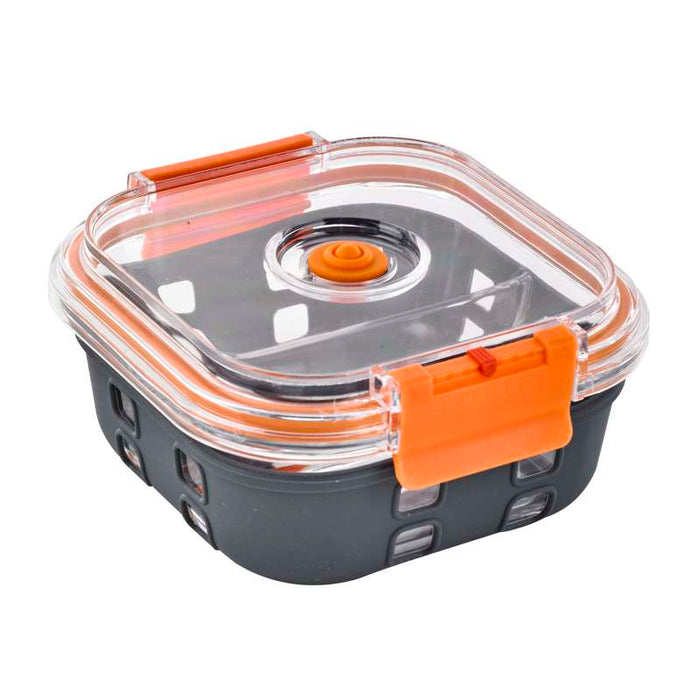 Bol carre borosilicate compartimentée+couv acrylique transp+protection silicone 152x152mm H60mm 770ml-24Pcs