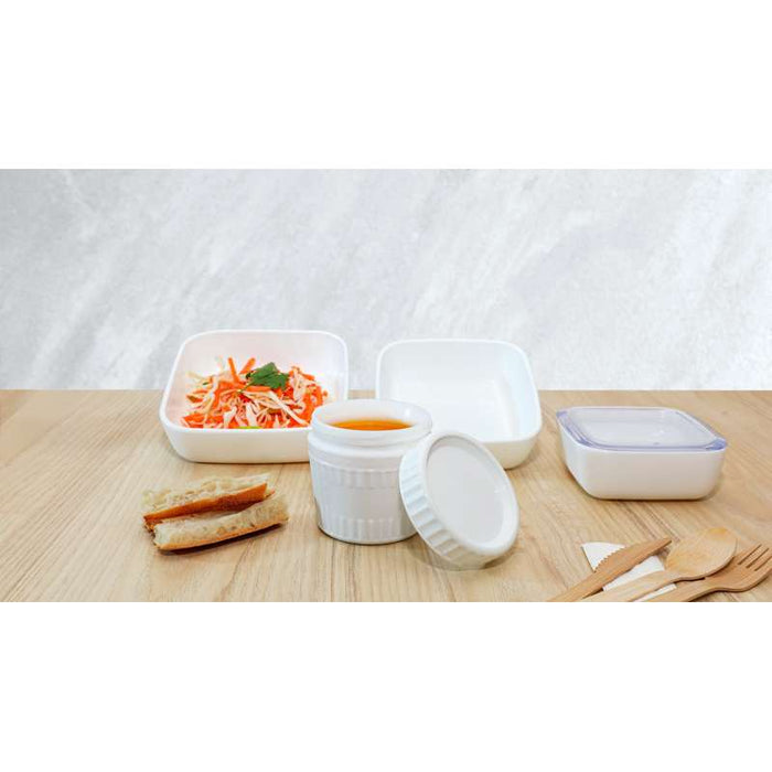 Combo Bol CookShow verre opale + Couv en plastique PP  H96mm 500ml-24Pcs