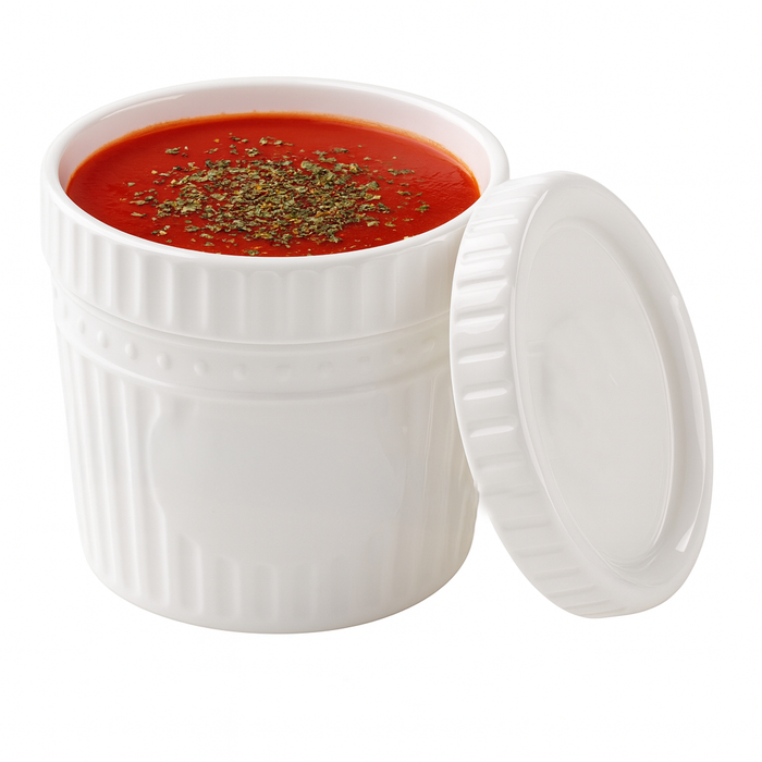 Combo Bol CookShow verre opale + Couv en plastique PP  H96mm 500ml-24Pcs