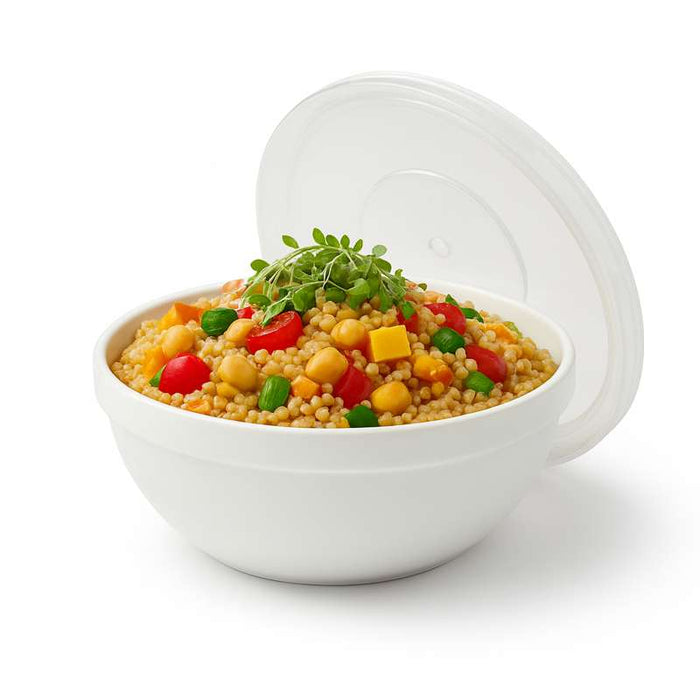 Combo Bol CookShow verre opale + Couv en plastique PP  H75mm 1 140ml - 12Pcs