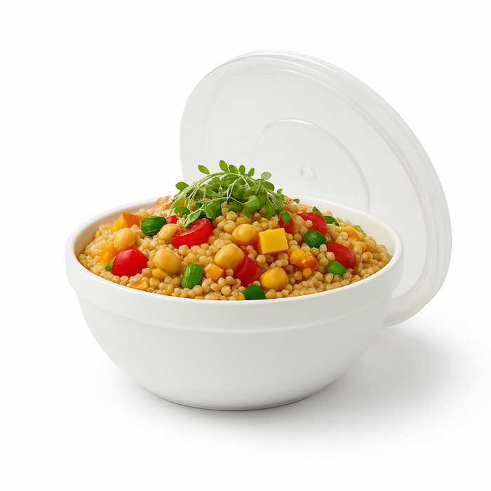 Combo Bol CookShow verre opale + Couv en plastique PP  H75mm 1 140ml - 12Pcs