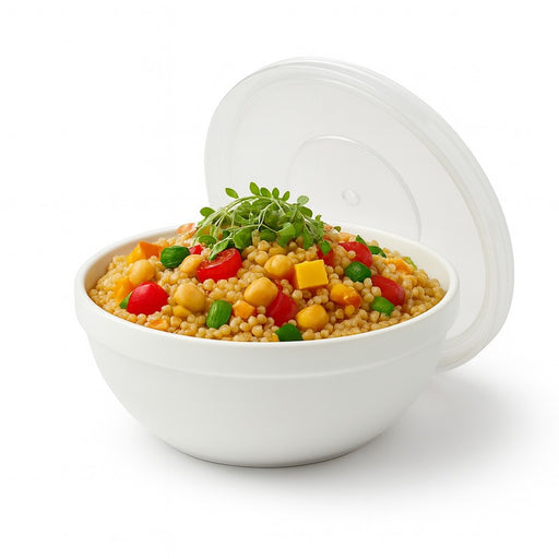 Combo Bol CookShow verre opale + Couv en plastique PP  H75mm 1 140ml - 12Pcs