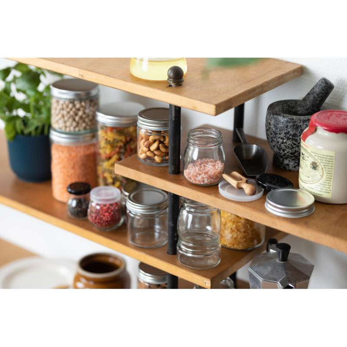 Bocal en verre sphérique avec couvercle plastique PP à clipser  H87mm 300ml - 60Pcs