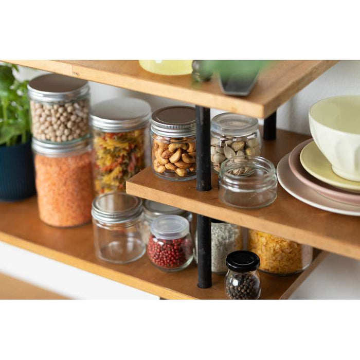 Bocal en verre sphérique avec couvercle plastique PP à clipser  H87mm 300ml - 60Pcs