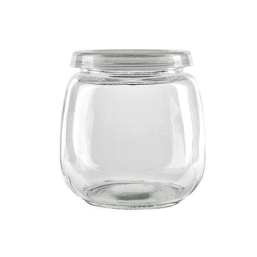 Bocal en verre sphérique avec couvercle plastique PP à clipser  H87mm 300ml - 60Pcs