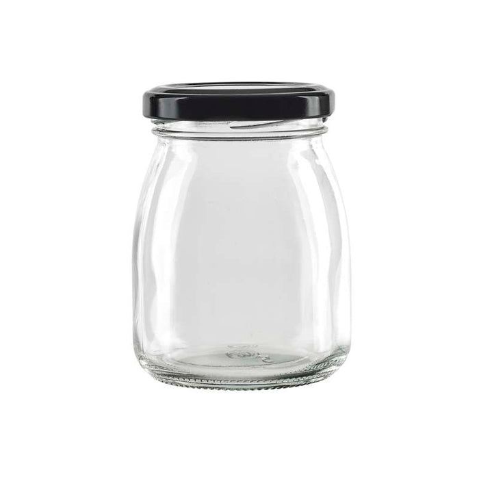 Pot en verre à couvercle métal noir à visser Ø60mm H91mm 200ml - 30Pcs