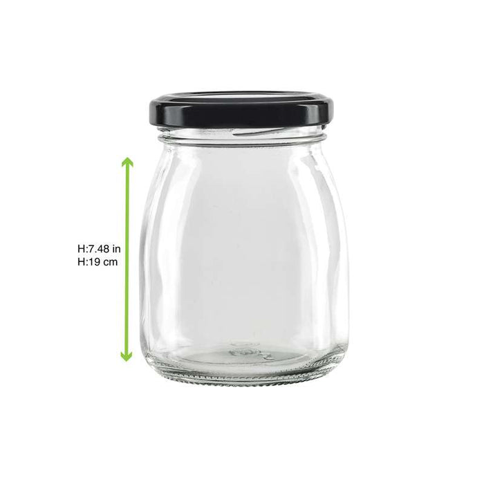 Pot en verre à couvercle métal noir à visser Ø60mm H91mm 200ml - 30Pcs