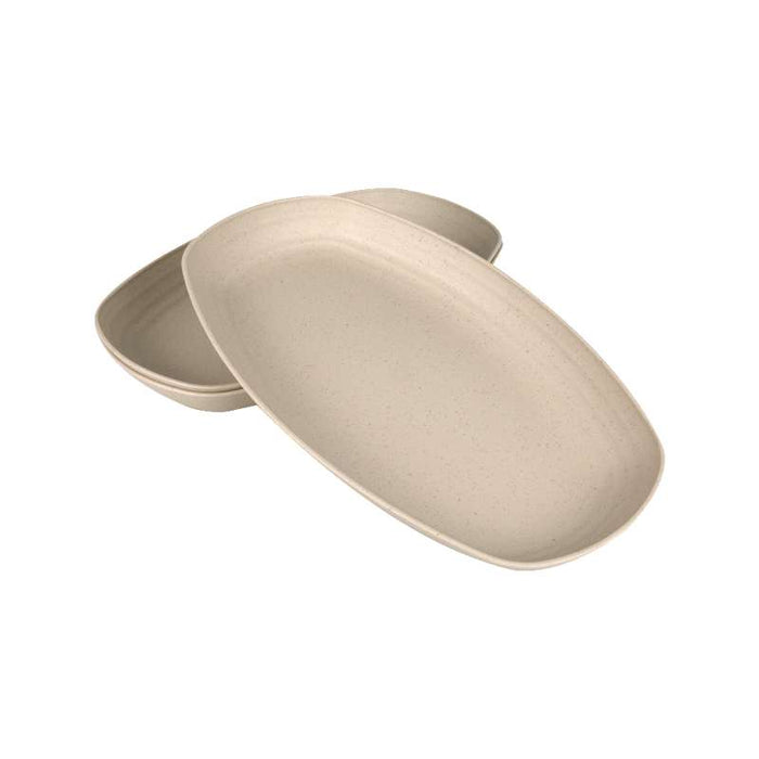 Huskly assiette ovale réemployable composite beige 290x180mm H32mm-48Pcs