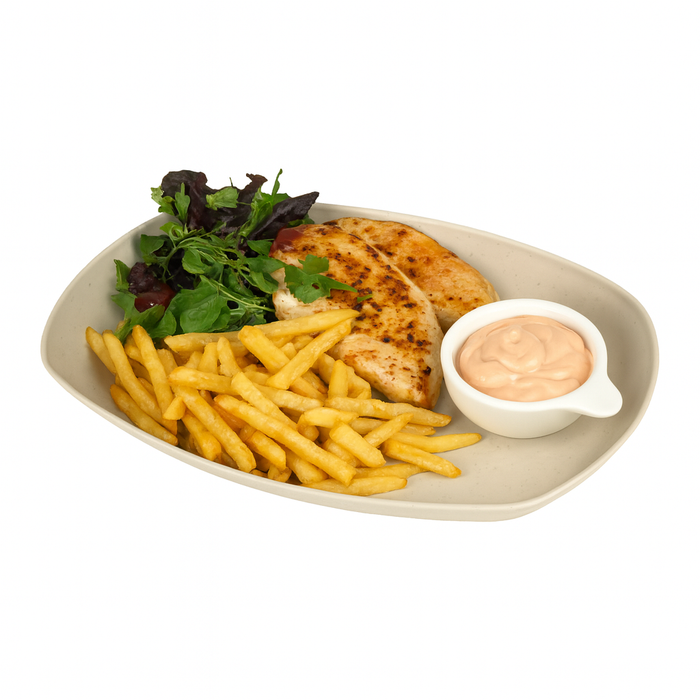 Huskly assiette ovale réemployable composite beige 290x180mm H32mm-48Pcs