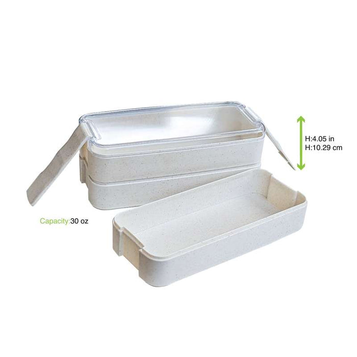 Boîte Bento 3 compartiments réemployable composite beige 185x80mm H103mm 900ml-20Pcs