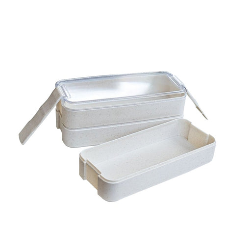Boîte Bento 3 compartiments réemployable composite beige 185x80mm H103mm 900ml-20Pcs
