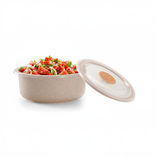 Bol réutilisable en composite beige avec couvercle en plastique PP  H75mm 900ml-20Pcs
