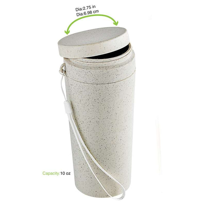 Bouteille réemployable en composite beige avec couvercle  H165mm 310ml-40Pcs