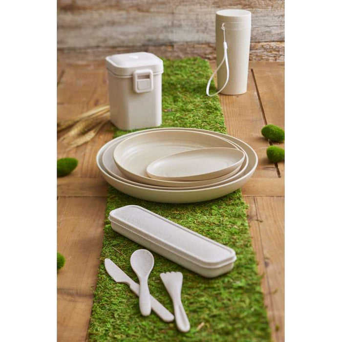 Bouteille réemployable en composite beige avec couvercle  H165mm 310ml-40Pcs
