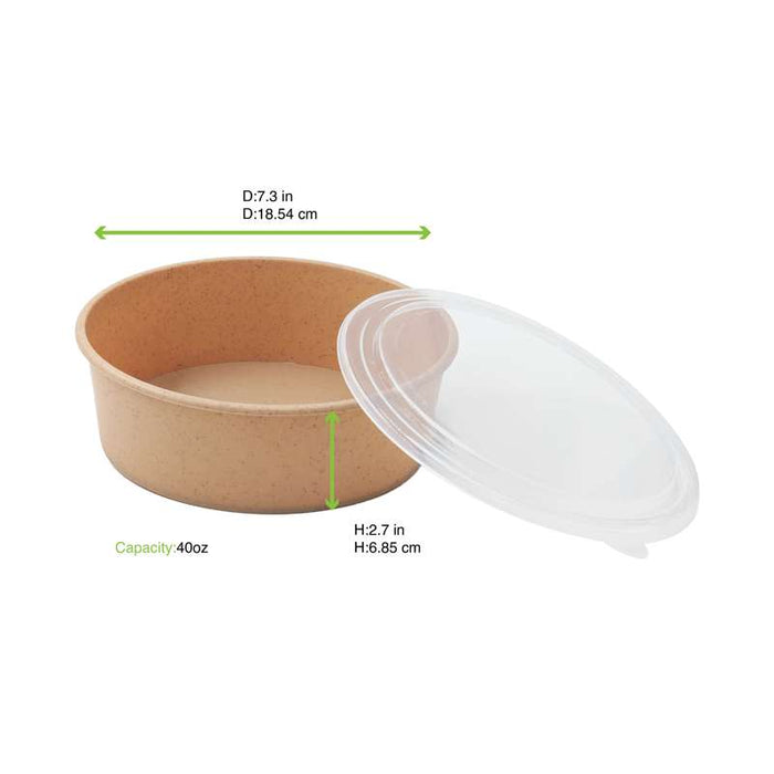 Combo Saladier Kraft et couvercle transparent réutilisable  H68mm-10Pcs