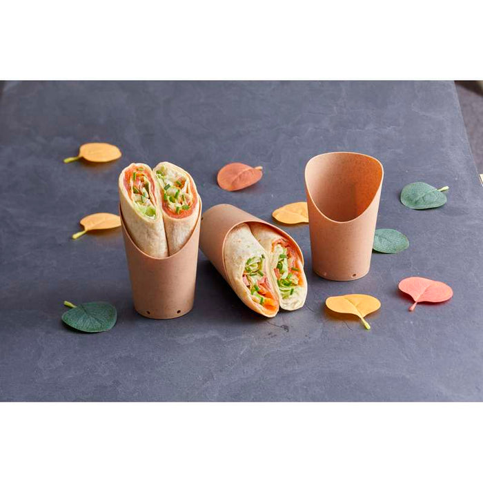 Kraft wrap cup with 6 holes for ventilation  H118mm 220ml-10Pcs