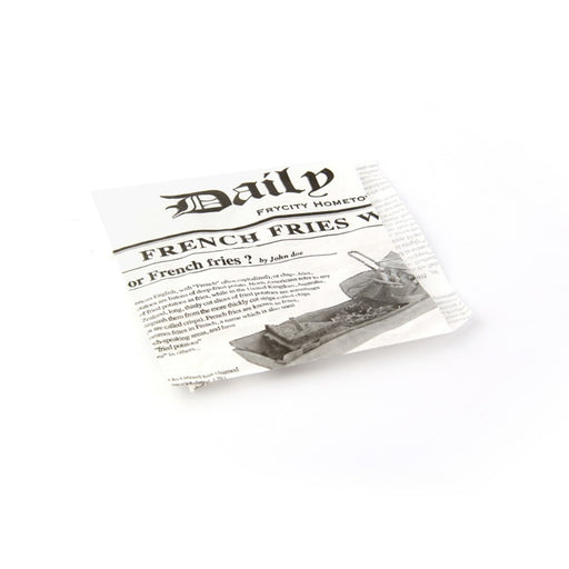 Sac papier ingraissable blanc ouvert sur 2 côtés avec décor journal  130x130mm-8000Pcs