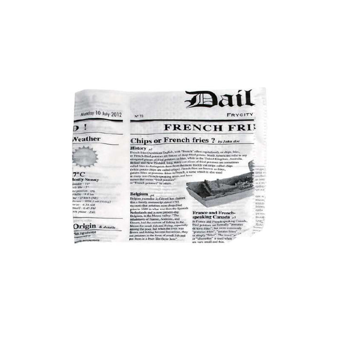 Sac papier ingraissable blanc ouvert sur 2 côtés avec décor journal  170x170mm-8000Pcs