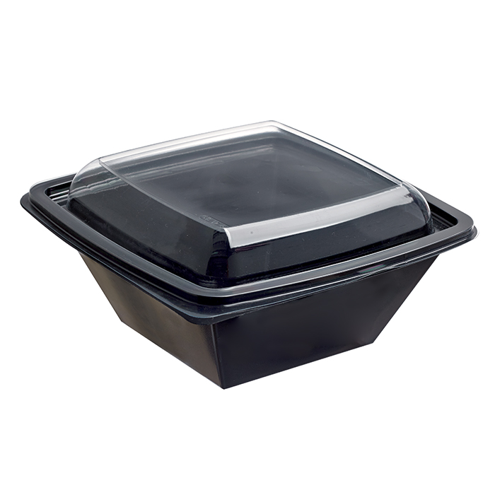 Saladier PET carré noir  160x160mm H70mm 750ml-400Pcs