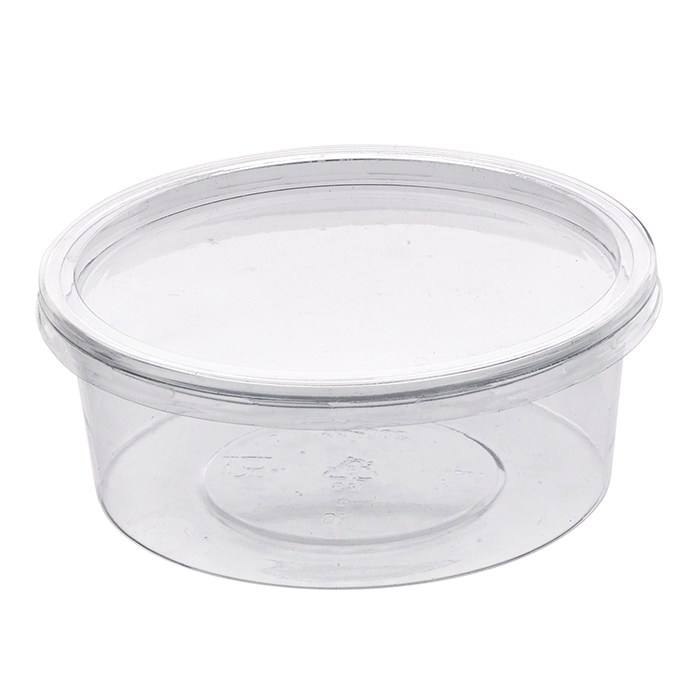 Tarrina Deli PET redonda transparente con tapa plana 200ml Ø100mm A38mm - 50Uds