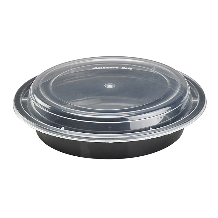 Bol negro redondo PP con tapa transparente 720ml Ø185mm A53mm - 50Uds